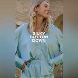 Daily Drills Silky Button Down - Light Blue